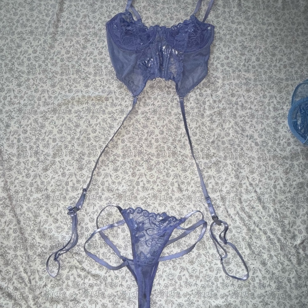 SHEIN Lace Bralette and Thong Set in Lavender